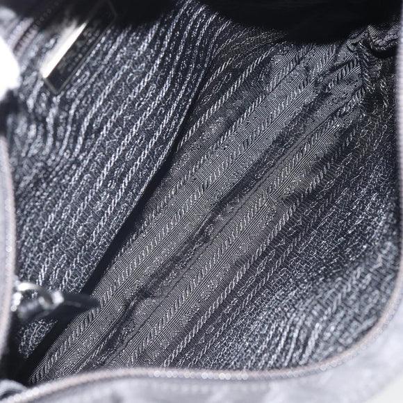 PRADA Shoulder Bag Nylon Black Silver Auth 164510