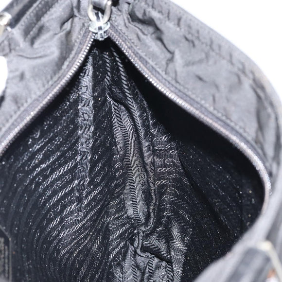 PRADA Shoulder Bag Nylon Black Silver Auth 164510