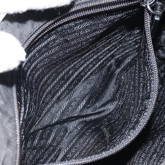 PRADA Shoulder Bag Nylon Black Silver Auth 164510