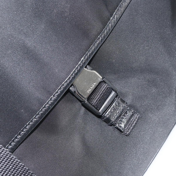 PRADA Shoulder Bag Nylon Black Silver Auth 164510