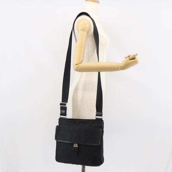 PRADA Shoulder Bag Nylon Black Silver Auth 164510