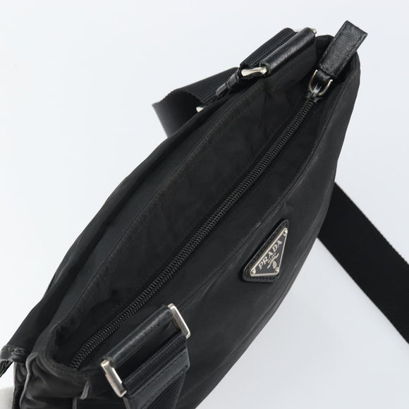 PRADA Shoulder Bag Nylon Black Silver Auth 164510