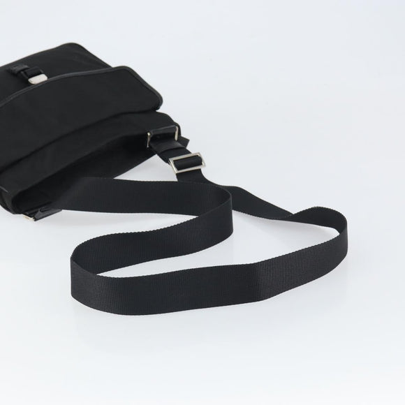 PRADA Shoulder Bag Nylon Black Silver Auth 164510