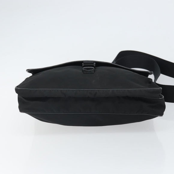 PRADA Shoulder Bag Nylon Black Silver Auth 164510