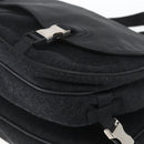PRADA Shoulder Bag Wool Leather Black Silver Auth 164511-8