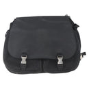 PRADA Shoulder Bag Wool Leather Black Silver Auth 164511-13