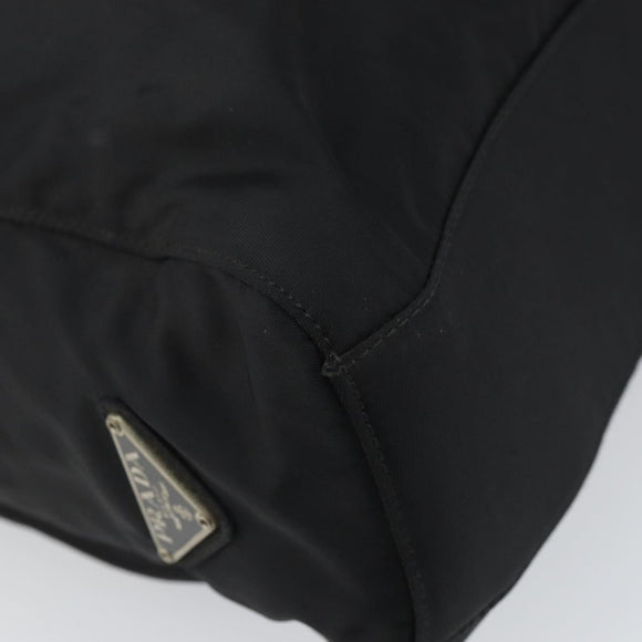 PRADA Hand Bag Nylon plastic Black Clear Silver Auth 164512