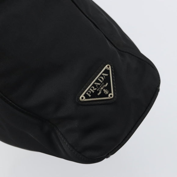 PRADA Hand Bag Nylon plastic Black Clear Silver Auth 164512