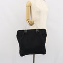 PRADA Hand Bag Nylon plastic Black Clear Silver Auth 164512-24