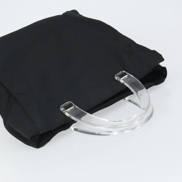 PRADA Hand Bag Nylon plastic Black Clear Silver Auth 164512