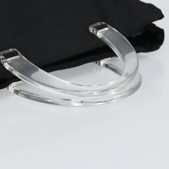 PRADA Hand Bag Nylon plastic Black Clear Silver Auth 164512