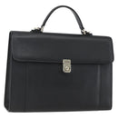 Burberrys Business Bag Leather Black Silver Auth 164514-1
