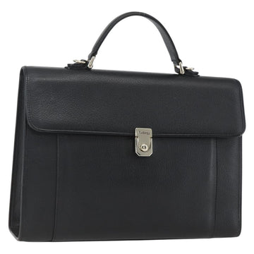 Burberrys Business Bag Leather Black Silver Auth 164514