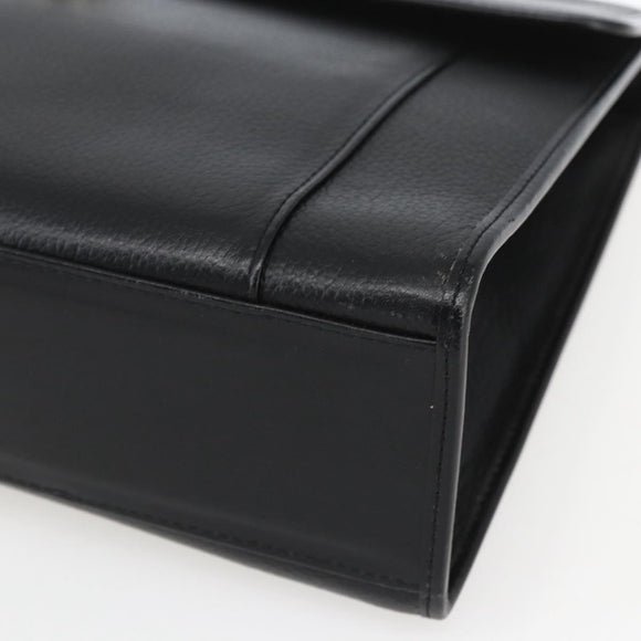 Burberrys Business Bag Leather Black Silver Auth 164514