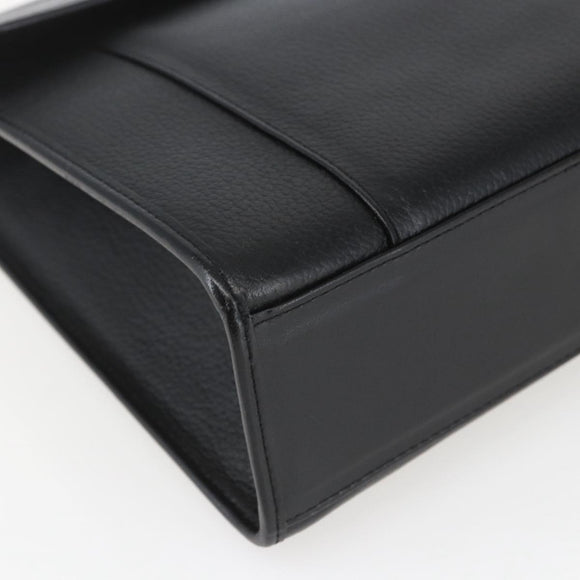 Burberrys Business Bag Leather Black Silver Auth 164514