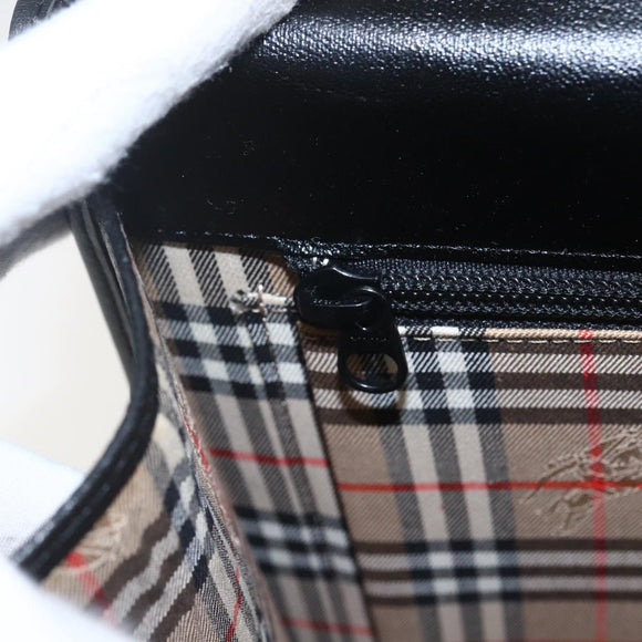 Burberrys Business Bag Leather Black Silver Auth 164514