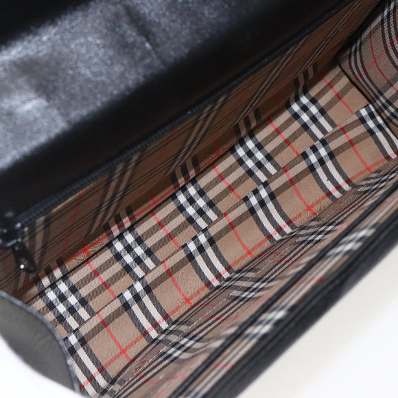 Burberrys Business Bag Leather Black Silver Auth 164514