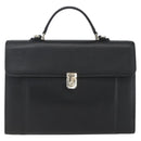 Burberrys Business Bag Leather Black Silver Auth 164514-2