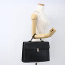 Burberrys Business Bag Leather Black Silver Auth 164514-22