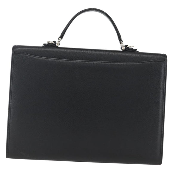 Burberrys Business Bag Leather Black Silver Auth 164514