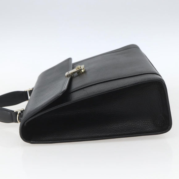 Burberrys Business Bag Leather Black Silver Auth 164514