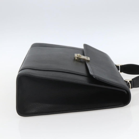 Burberrys Business Bag Leather Black Silver Auth 164514