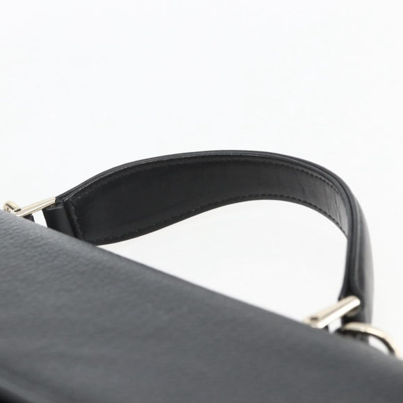 Burberrys Business Bag Leather Black Silver Auth 164514