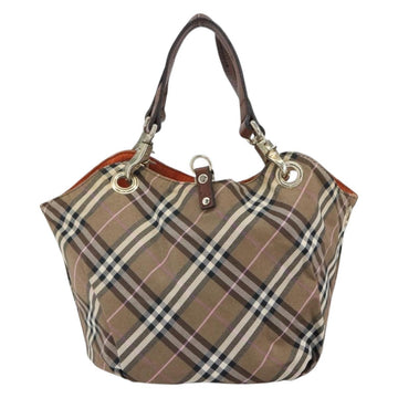 BURBERRY Nova Check Blue Label Hand Bag Canvas Brown gold Auth 164515 - 0