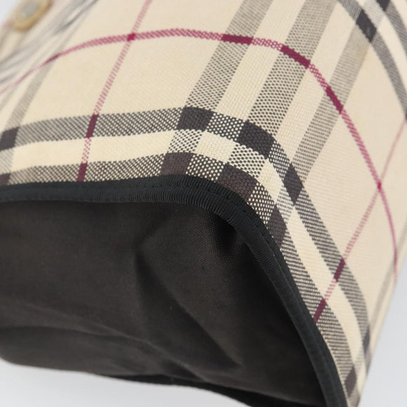 BURBERRY Nova Check Tote Bag Canvas Beige Silver Auth 164516