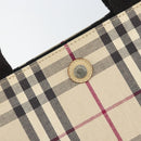 BURBERRY Nova Check Tote Bag Canvas Beige Silver Auth 164516-17