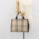 BURBERRY Nova Check Tote Bag Canvas Beige Silver Auth 164516-22