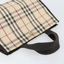 BURBERRY Nova Check Tote Bag Canvas Beige Silver Auth 164516-6