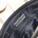 BURBERRY Nova Check Hand Bag PVC Beige Black Silver Auth 164517-15