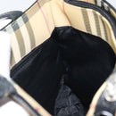 BURBERRY Nova Check Hand Bag PVC Beige Black Silver Auth 164517-17