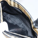 BURBERRY Nova Check Hand Bag PVC Beige Black Silver Auth 164517-23