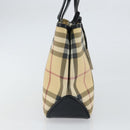 BURBERRY Nova Check Hand Bag PVC Beige Black Silver Auth 164517-4