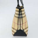 BURBERRY Nova Check Hand Bag PVC Beige Black Silver Auth 164517-5