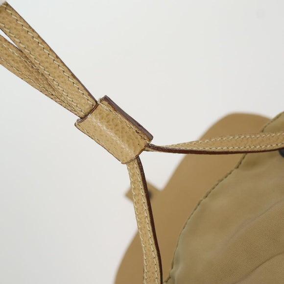 PRADA Backpack Nylon Leather Beige Silver Auth 164518