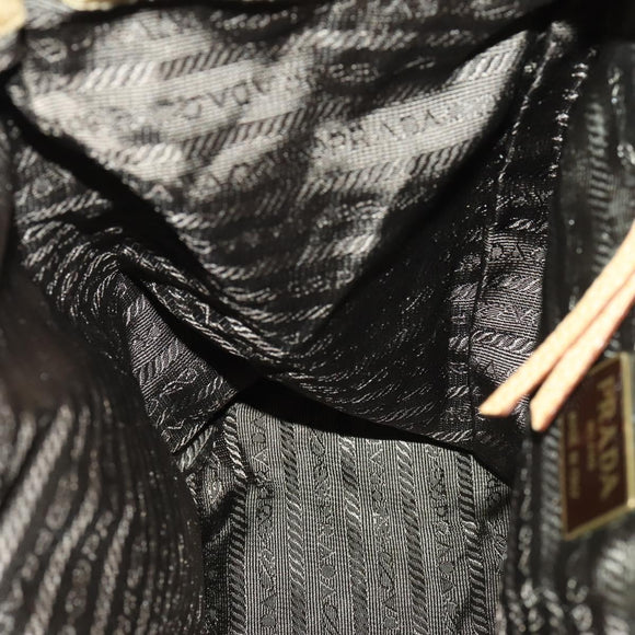 PRADA Backpack Nylon Leather Beige Silver Auth 164518