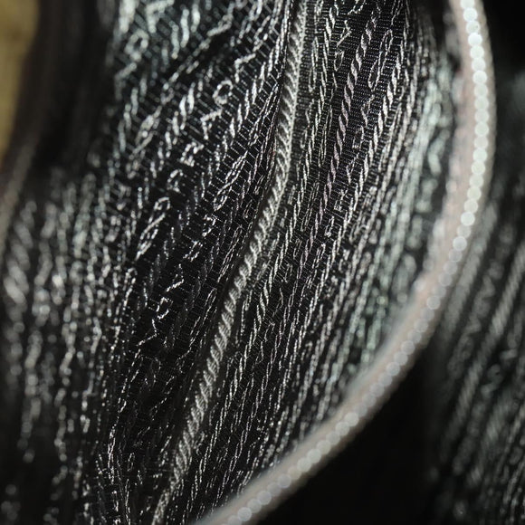 PRADA Backpack Nylon Leather Beige Silver Auth 164518