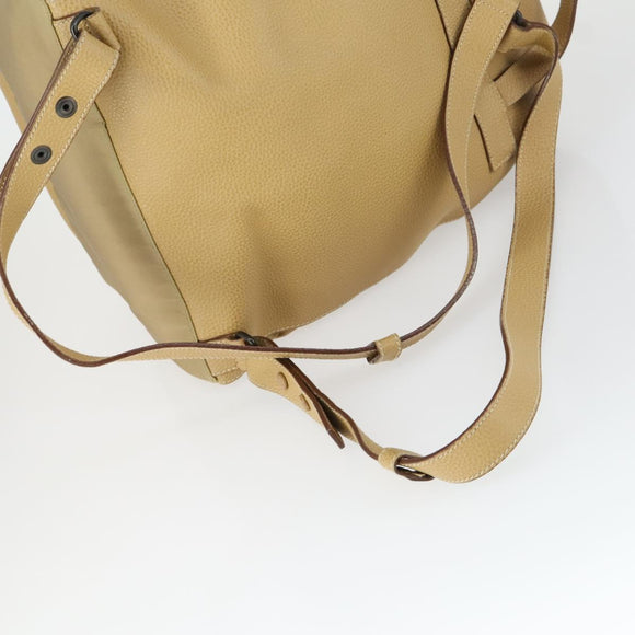 PRADA Backpack Nylon Leather Beige Silver Auth 164518