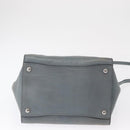 PRADA Hand Bag Safiano leather 2way Gray Silver Auth 164520-5