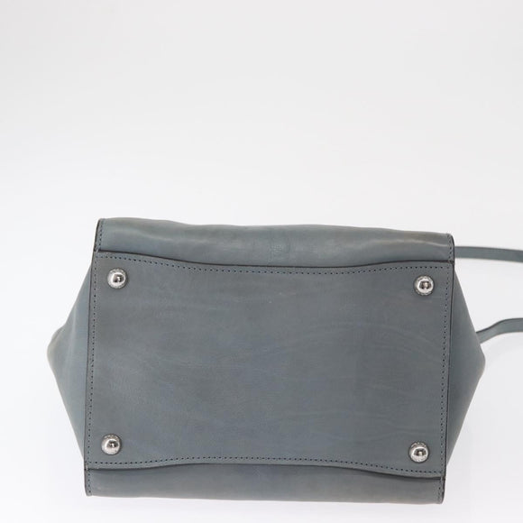 PRADA Hand Bag Safiano leather 2way Gray Silver Auth 164520