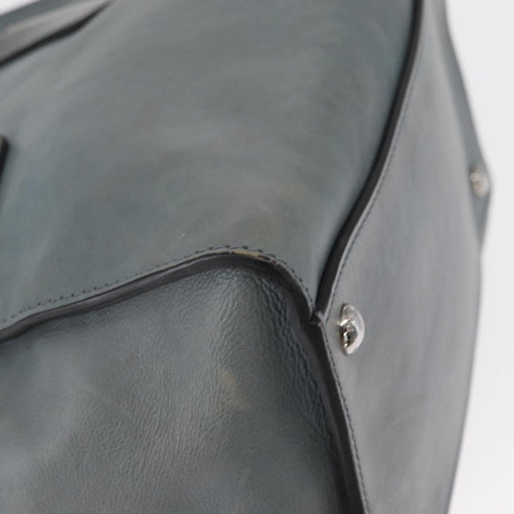 PRADA Hand Bag Safiano leather 2way Gray Silver Auth 164520