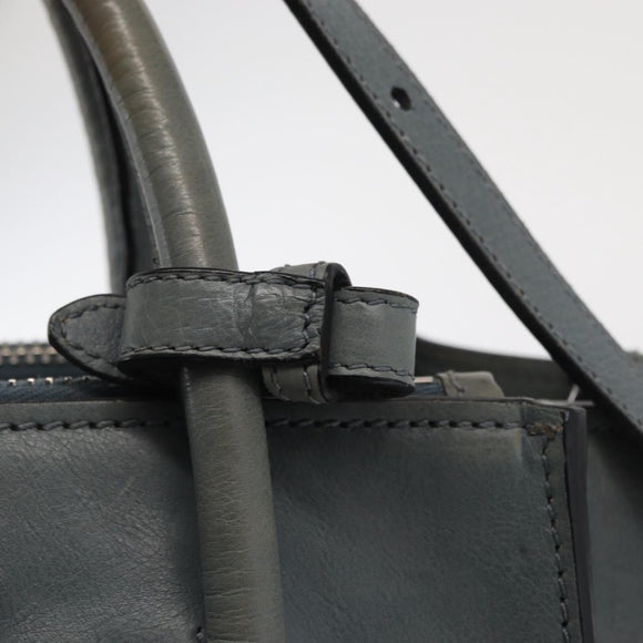 PRADA Hand Bag Safiano leather 2way Gray Silver Auth 164520