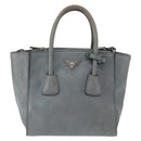 PRADA Hand Bag Safiano leather 2way Gray Silver Auth 164520-13