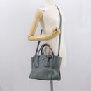 PRADA Hand Bag Safiano leather 2way Gray Silver Auth 164520-27