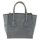 PRADA Hand Bag Safiano leather 2way Gray Silver Auth 164520-2