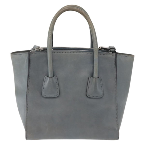 PRADA Hand Bag Safiano leather 2way Gray Silver Auth 164520