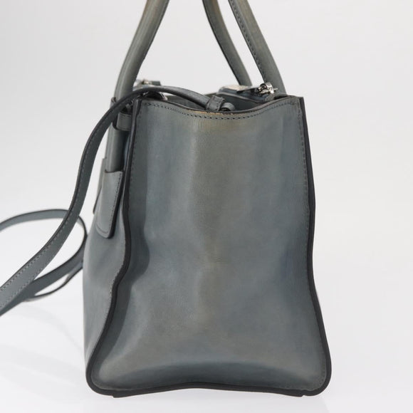 PRADA Hand Bag Safiano leather 2way Gray Silver Auth 164520